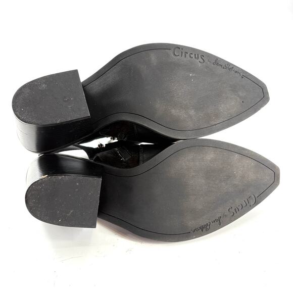 Sam Edelman Circus Carly Cut Out Boots 9 Black Ankle Booties Western Heel - Picture 8 of 8